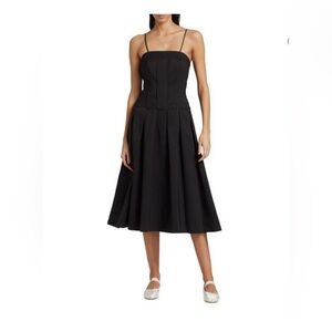 Linen-Blend Corset Midi-Dress
